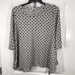 Green Envelope Gray and Black Polka Dot Long Sleeve Top Size 2X CB-00